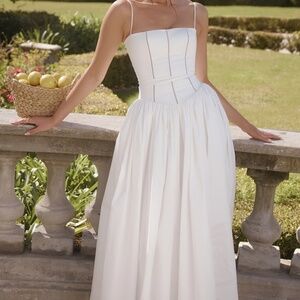 HOUSE OF CB YSABELLA CORSET MAXI DRESS IN WHITE SIZE XS REG CUP